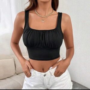 SHEIN Black Square Neck Crop Top